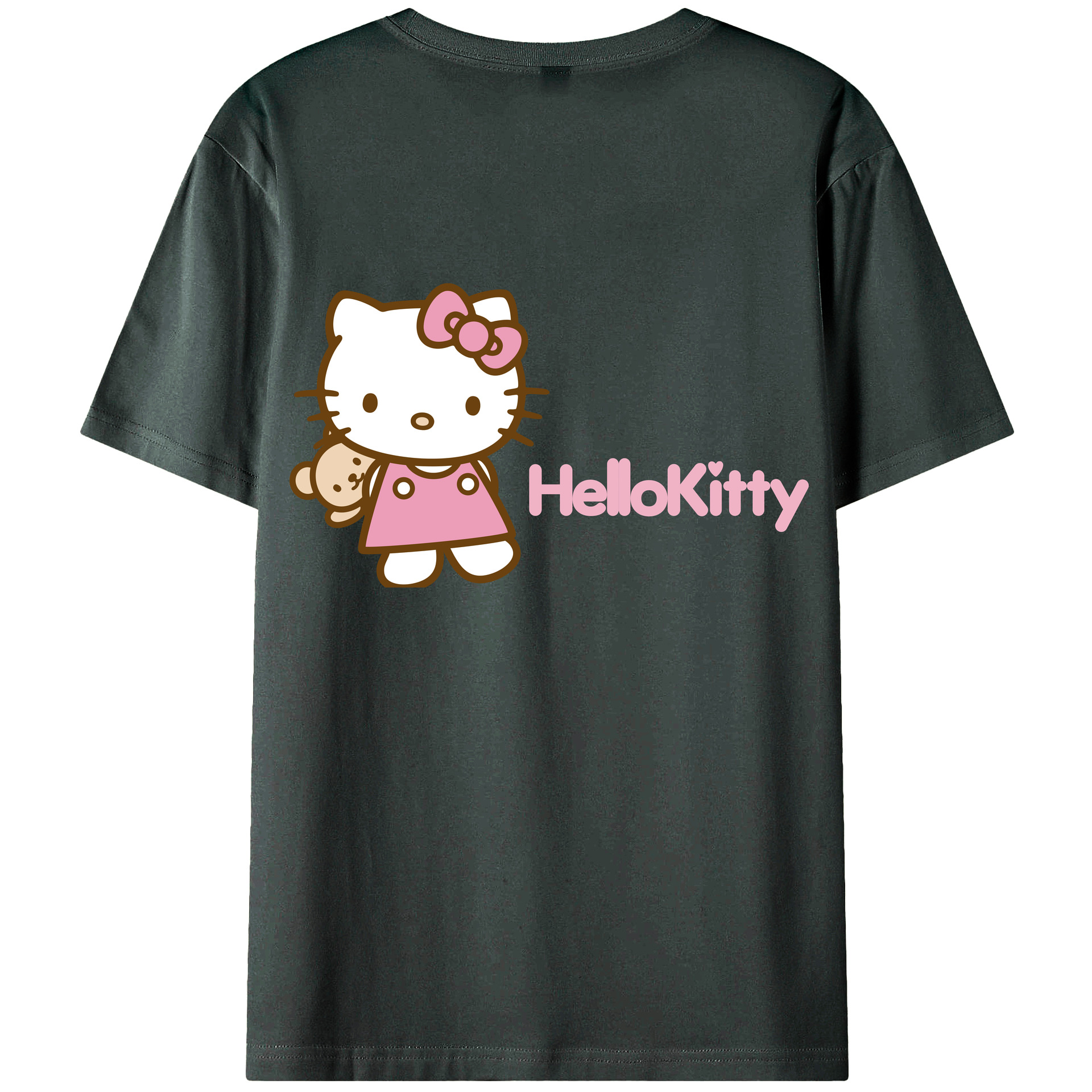 （画像用） Hello Kitty ハローキティ 綿100％ メンズ半袖Tシャツ（バックプリント） 通気性